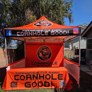 ORANGE TENT AND TABLE CLOTH
