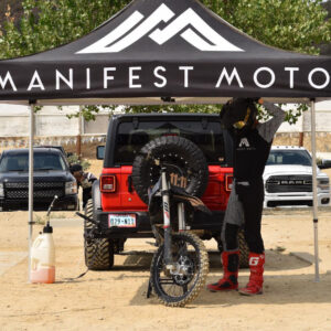 RACING TENT WITH MOTORCYCLE AND RIDER