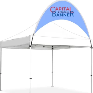 CURVED BANNER ON A TENT