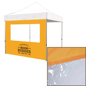SAMPLE OF TENT WITH WINDOW WALL AND CLOSE UP OF PVC WINDOW